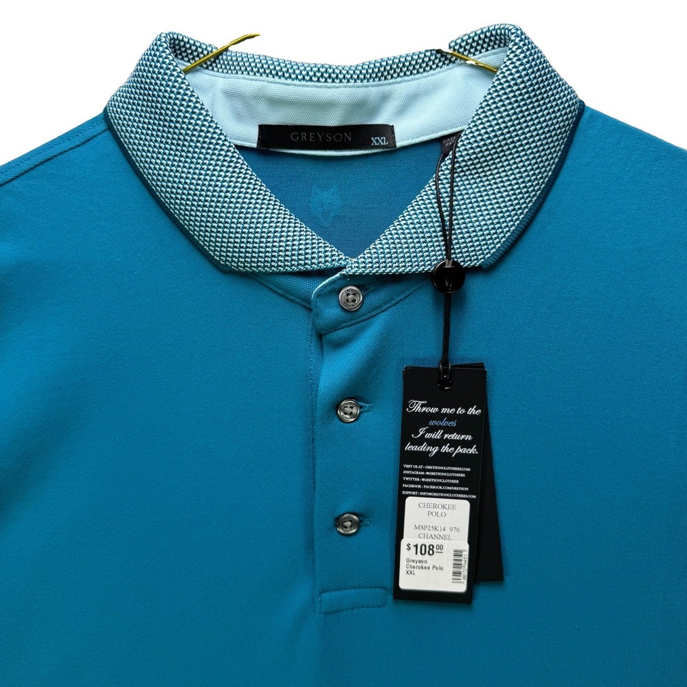 Greyson Golf Shirt Mens 2XL Blue Cherokee Polo Short Sleeve NWT